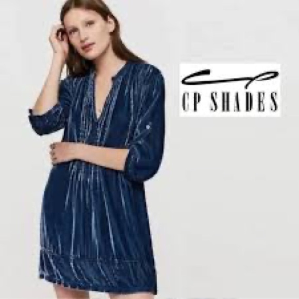 CP SHADES Crushed velvet Regina pinticked long sleeve tunic dress Silk Blend S